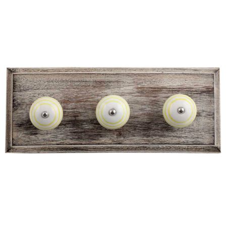 White Yellow Strip Wooden Hooks